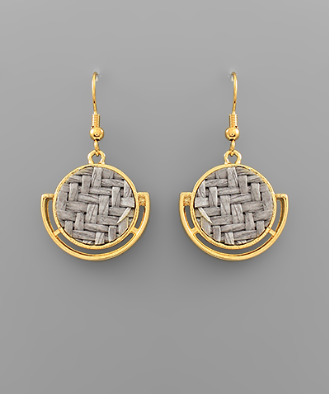 Straw Circle Drop Earrings