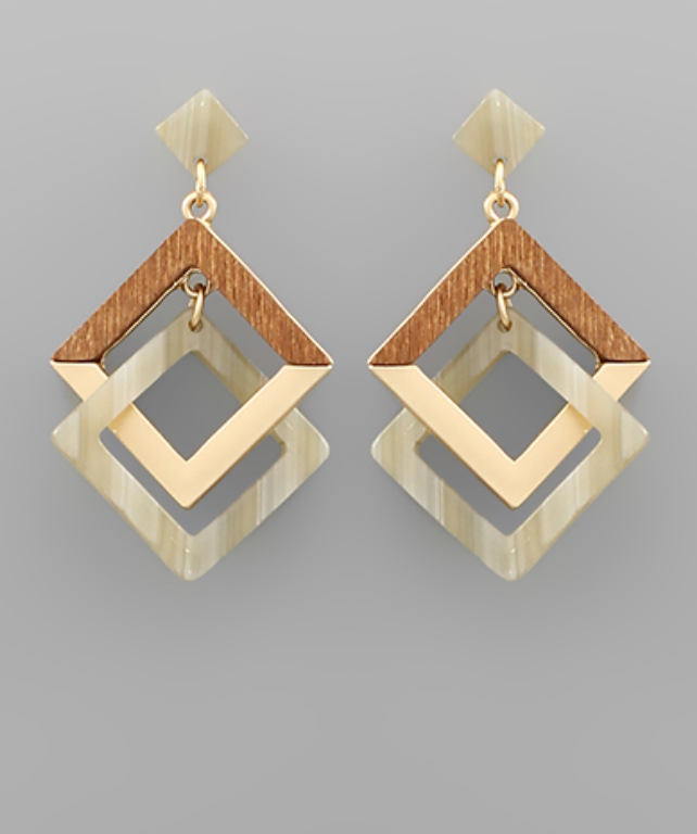 Double Square Link Earrings
