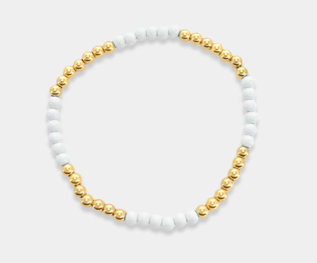 Stetch Beaded Bracelet - gold plated & color