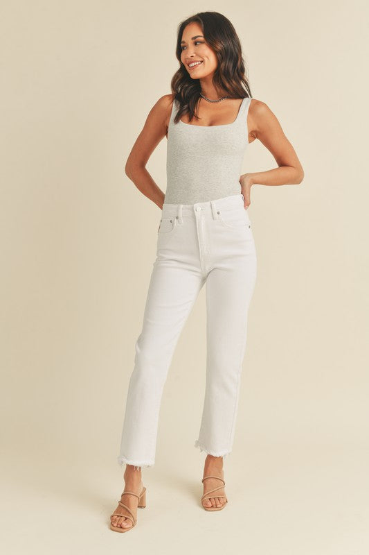 Hi-Rise Straight Denim - White