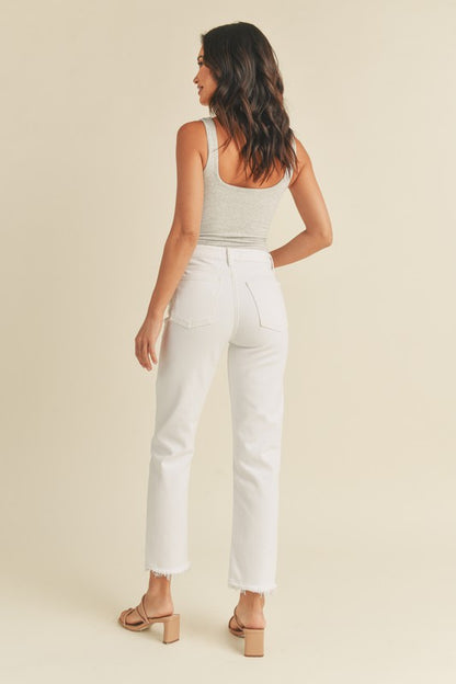 Hi-Rise Straight Denim - White