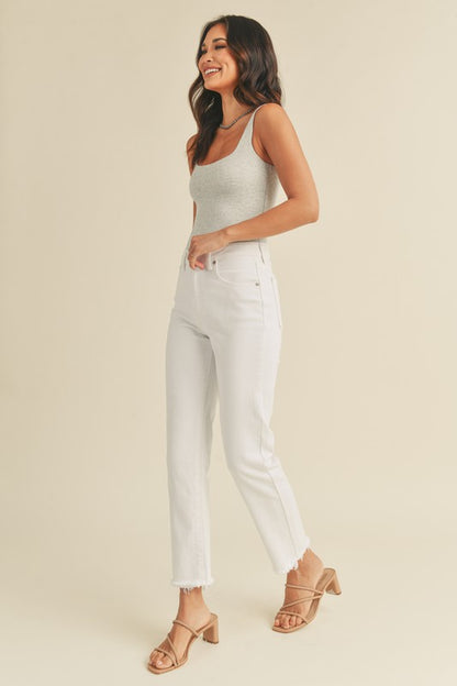 Hi-Rise Straight Denim - White