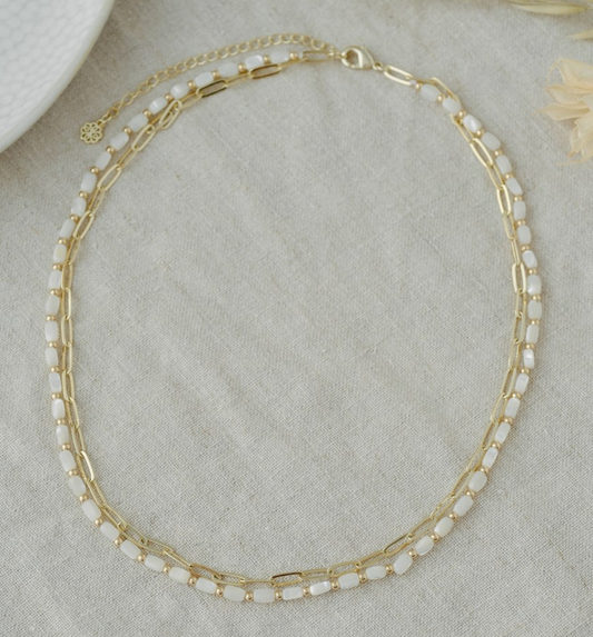 Glee - Double Layer Pearl Chain Necklace