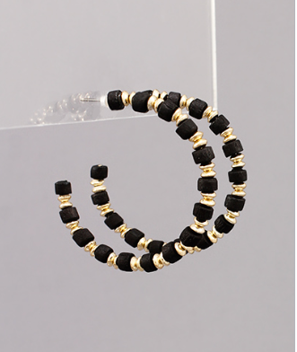 Wood Bead Open Hoops