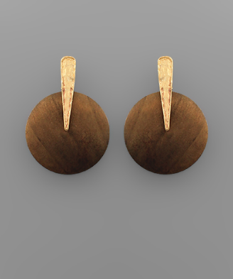 Wooden Circle Drop Earrings