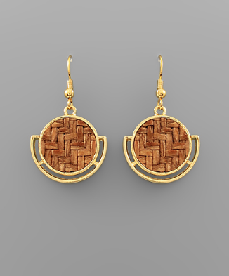 Straw Circle Drop Earrings