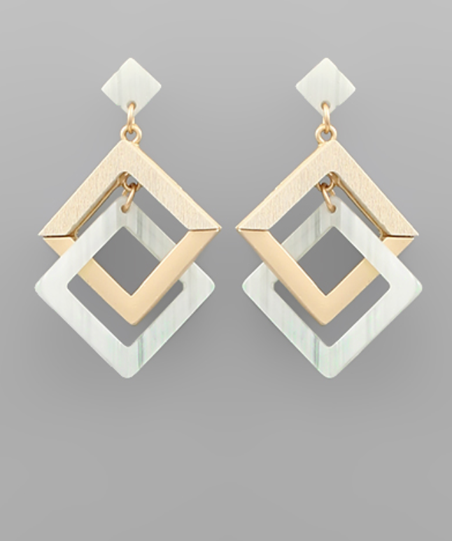 Double Square Link Earrings