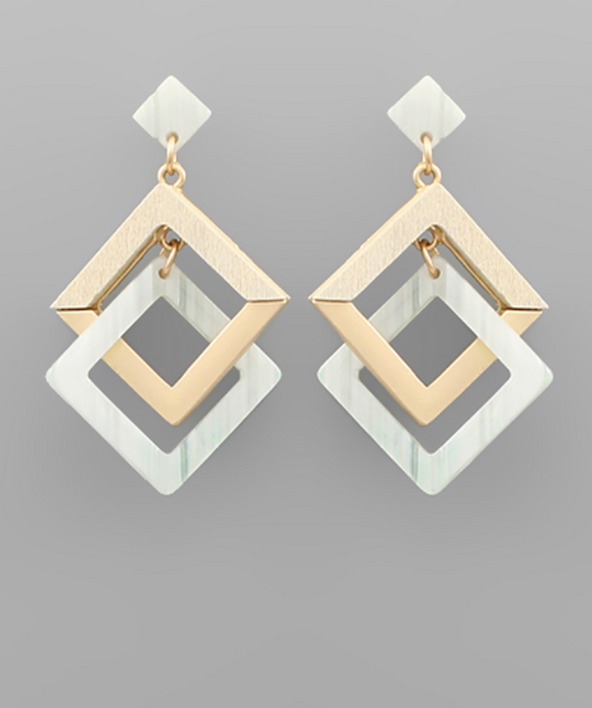 Double Square Link Earrings