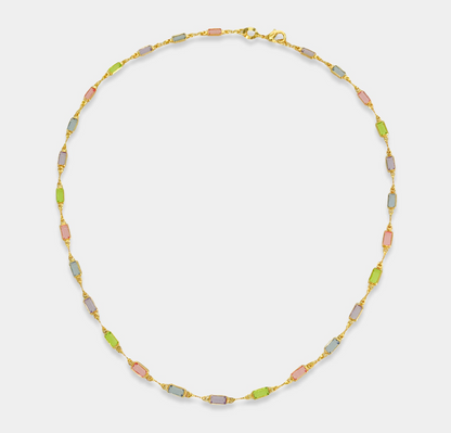 Color Baguette Cut Chain Necklace - gold filled