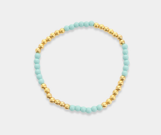 Stetch Beaded Bracelet - gold plated & color