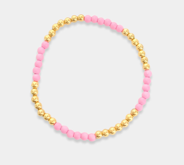 Stetch Beaded Bracelet - gold plated & color